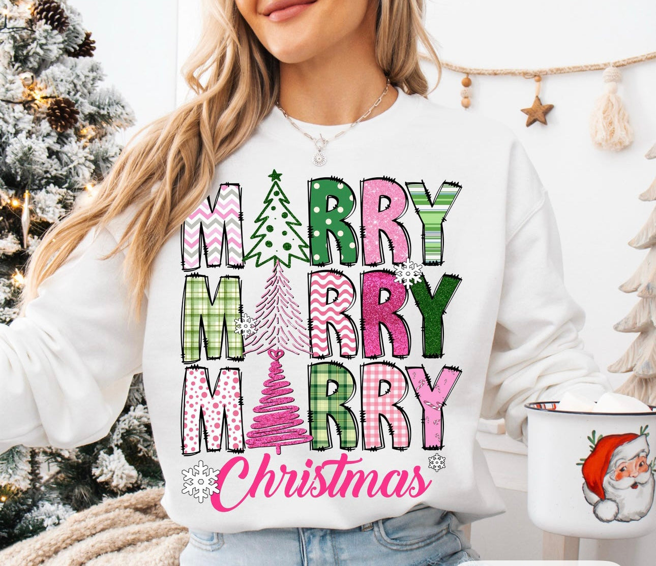 Pink & Green Merry Christmas