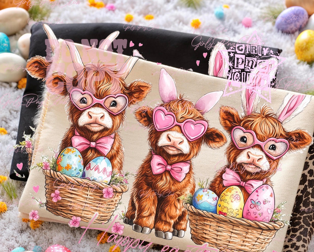 3 Easter Highland Cows