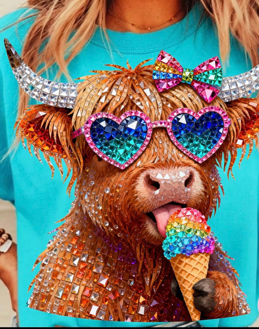 Blinged Summer Highland Cow