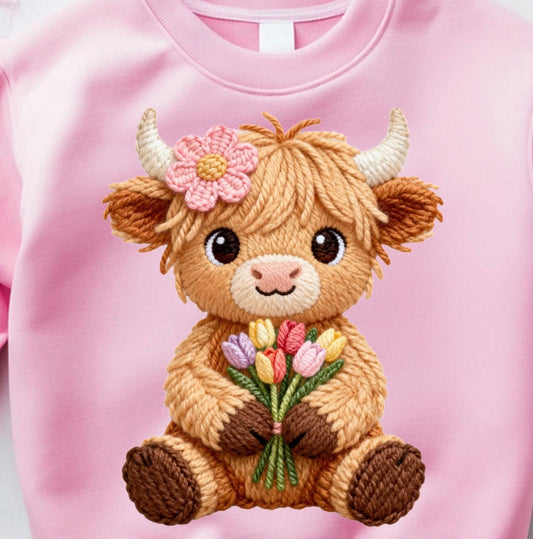 Spring Highland Cow