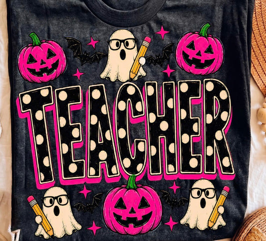 Teacher Black and Pink Pumpkins