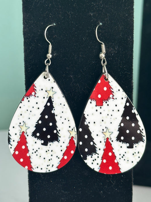 Red & Black Tree Earrings